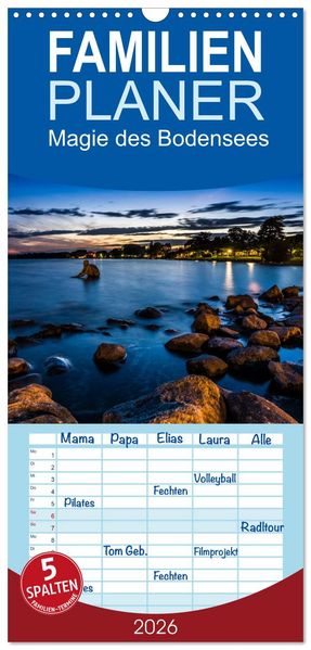 Familienplaner 2026 - Magie des Bodensees mit 5 Spalten (Wandkalender 21 x 45 cm) CALVENDO