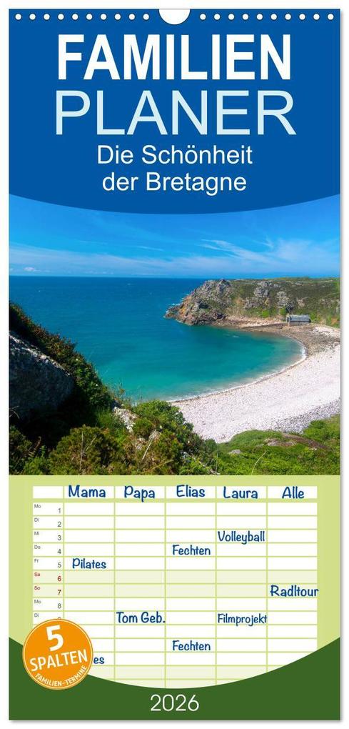 Familienplaner 2026 - Die Schönheit der Bretagne mit 5 Spalten (Wandkalender 21 x 45 cm) CALVENDO