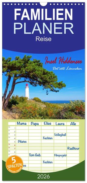 Familienplaner 2026 - Insel Hiddensee - Dat söte Länneken mit 5 Spalten (Wandkalender 21 x 45 cm) CALVENDO