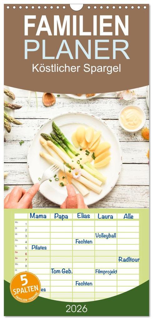 Familienplaner 2026 - Köstlicher Spargel mit 5 Spalten (Wandkalender 21 x 45 cm) CALVENDO