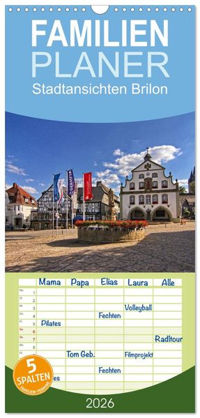 Familienplaner 2026 - Stadtansichten Brilon mit 5 Spalten (Wandkalender 21 x 45 cm) CALVENDO
