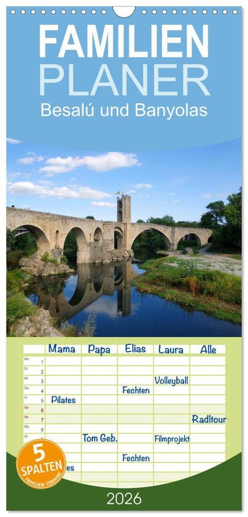 Familienplaner 2026 - Besalú und Banyolas mit 5 Spalten (Wandkalender 21 x 45 cm) CALVENDO
