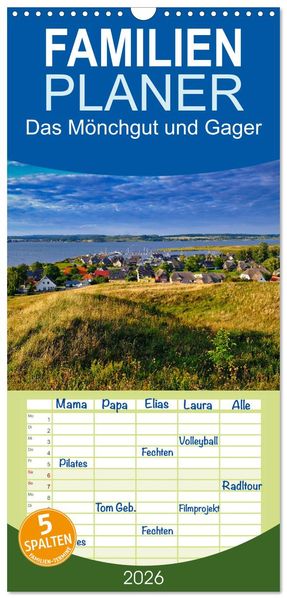 Familienplaner 2026 - Das Mönchgut und Gager mit 5 Spalten (Wandkalender 21 x 45 cm) CALVENDO