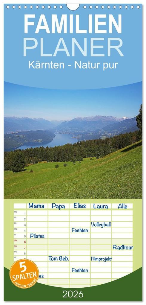 Familienplaner 2026 - Kärnten mit 5 Spalten (Wandkalender 21 x 45 cm) CALVENDO