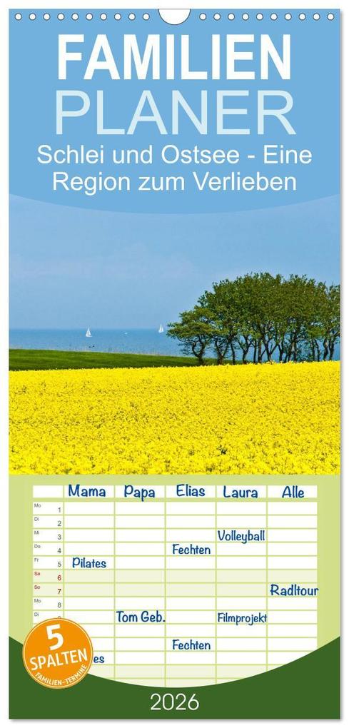 Familienplaner 2026 - Schlei und Ostsee - Eine Region zum Verlieben mit 5 Spalten (Wandkalender 21 x 45 cm) CALVENDO