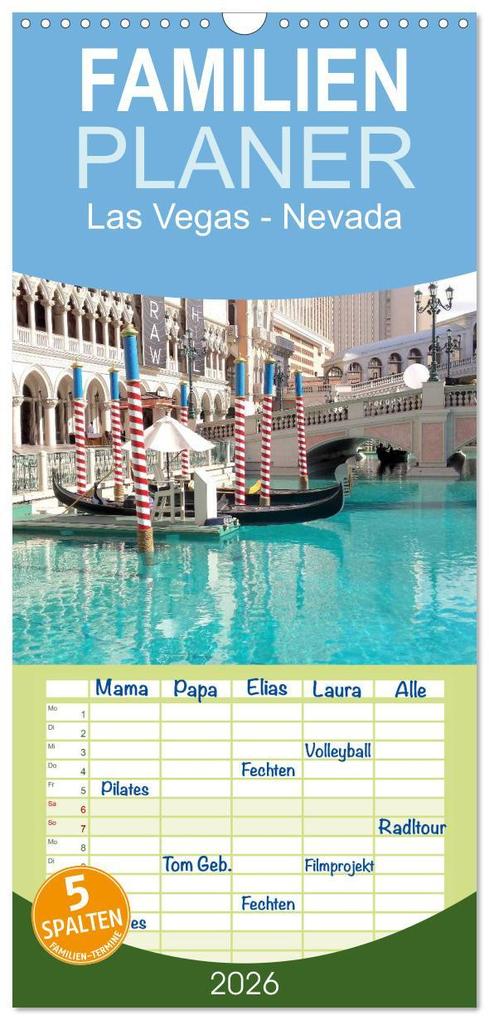Familienplaner 2026 - Las Vegas - Nevada mit 5 Spalten (Wandkalender 21 x 45 cm) CALVENDO