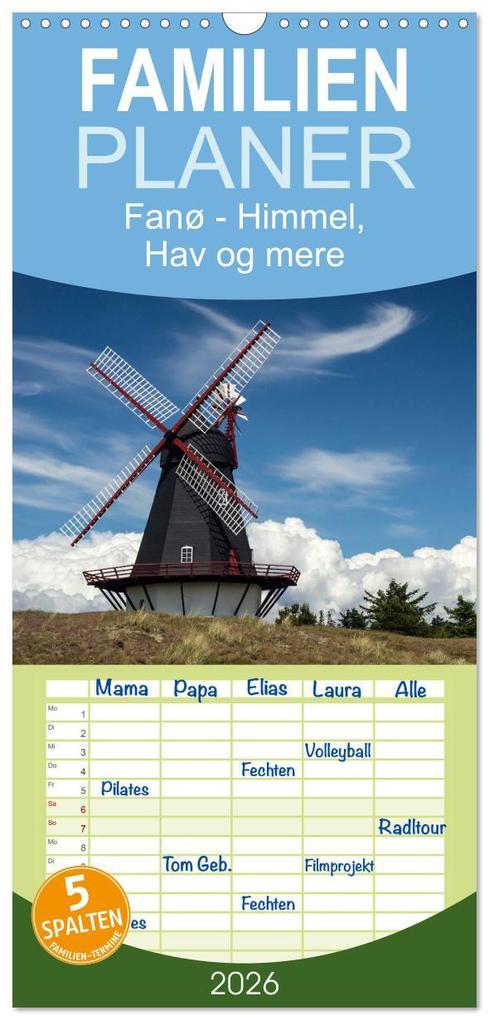Familienplaner 2026 - Fanø - Himmel Hav og mere mit 5 Spalten (Wandkalender 21 x 45 cm) CALVENDO