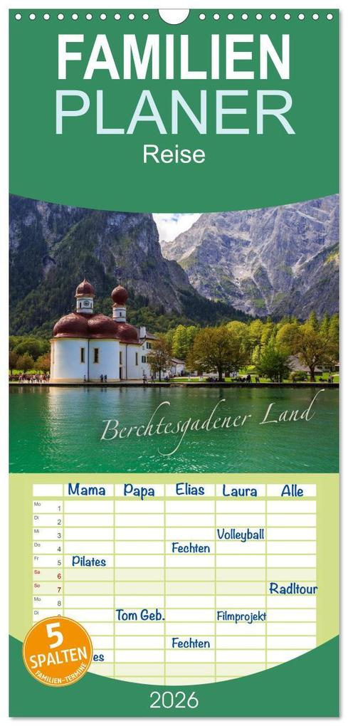 Familienplaner 2026 - Berchtesgadener Land mit 5 Spalten (Wandkalender 21 x 45 cm) CALVENDO