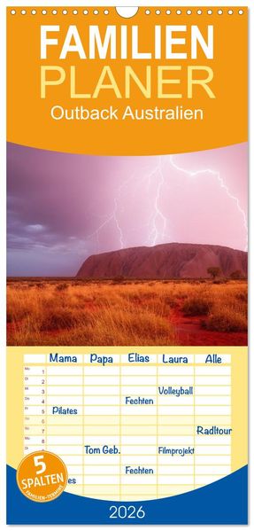Familienplaner 2026 - Outback Australien mit 5 Spalten (Wandkalender 21 x 45 cm) CALVENDO