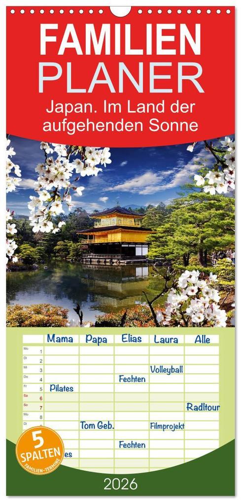 Familienplaner 2026 - Japan. Im Land der aufgehenden Sonne mit 5 Spalten (Wandkalender 21 x 45 cm) CALVENDO