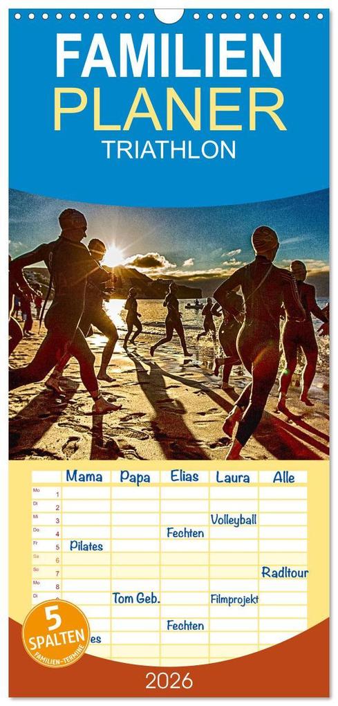 Familienplaner 2026 - TRIATHLON mit 5 Spalten (Wandkalender 21 x 45 cm) CALVENDO
