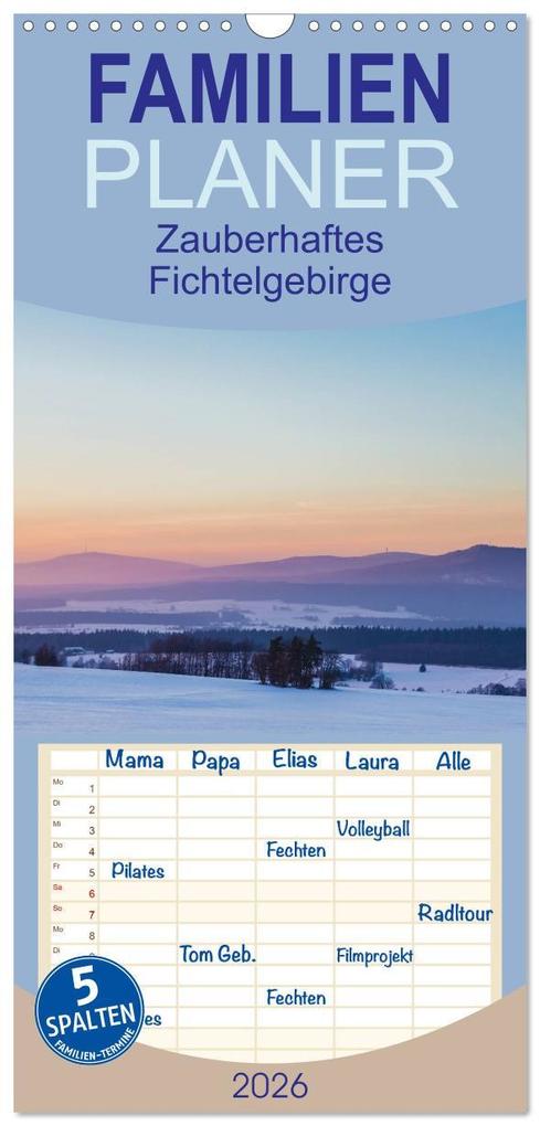 Familienplaner 2026 - Zauberhaftes Fichtelgebirge mit 5 Spalten (Wandkalender 21 x 45 cm) CALVENDO