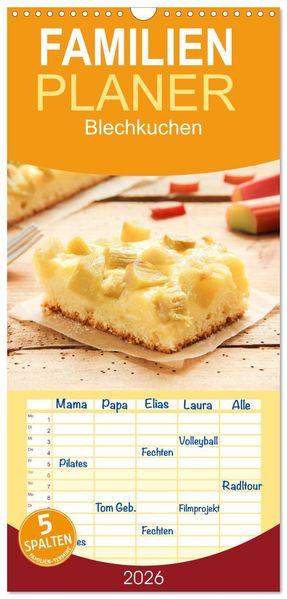 Familienplaner 2026 - Blechkuchen mit 5 Spalten (Wandkalender 21 x 45 cm) CALVENDO