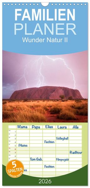 Familienplaner 2026 - Wunder Natur II mit 5 Spalten (Wandkalender 21 x 45 cm) CALVENDO