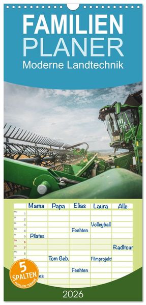 Familienplaner 2026 - Moderne Landtechnik mit 5 Spalten (Wandkalender 21 x 45 cm) CALVENDO