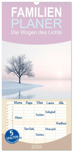 Familienplaner 2026 - Die Wogen des Lichts mit 5 Spalten (Wandkalender 21 x 45 cm) CALVENDO
