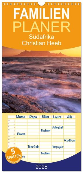 Familienplaner 2026 - Südafrika Christian Heeb mit 5 Spalten (Wandkalender 21 x 45 cm) CALVENDO