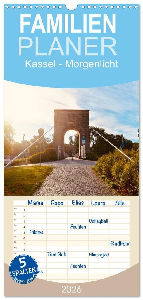 Familienplaner 2026 - Kassel - Morgenlicht mit 5 Spalten (Wandkalender 21 x 45 cm) CALVENDO