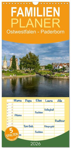 Familienplaner 2026 - Ostwestfalen - Paderborn mit 5 Spalten (Wandkalender 21 x 45 cm) CALVENDO