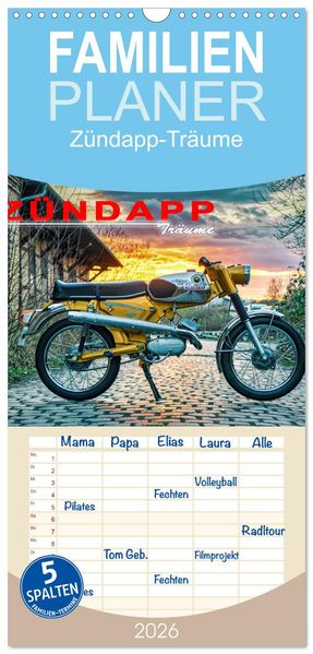 Familienplaner 2026 - Zündapp-Träume mit 5 Spalten (Wandkalender 21 x 45 cm) CALVENDO