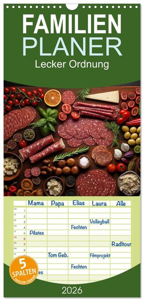 Familienplaner 2026 - Lecker Ordnung mit 5 Spalten (Wandkalender 21 x 45 cm) CALVENDO