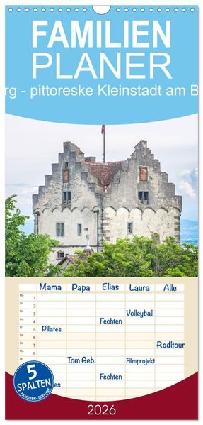Familienplaner 2026 - Meersburg - pittoreske Kleinstadt am Bodensee mit 5 Spalten (Wandkalender 21 x 45 cm) CALVENDO