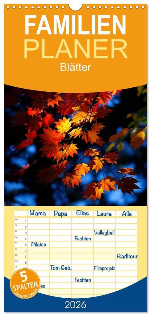 Familienplaner 2026 - Blätter mit 5 Spalten (Wandkalender 21 x 45 cm) CALVENDO