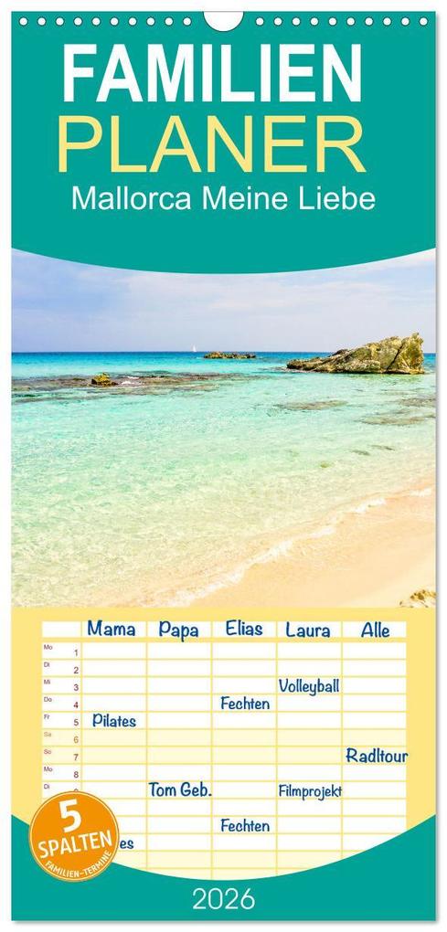 Familienplaner 2026 - Mallorca Meine Liebe mit 5 Spalten (Wandkalender 21 x 45 cm) CALVENDO