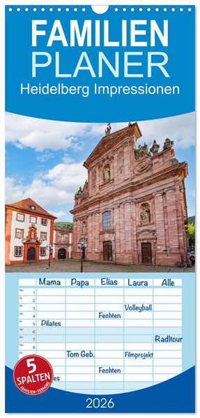 Familienplaner 2026 - Heidelberg Impressionen mit 5 Spalten (Wandkalender 21 x 45 cm) CALVENDO