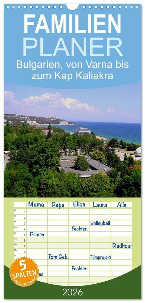 Familienplaner 2026 - Bulgarien von Varna bis zum Kap Kaliakra mit 5 Spalten (Wandkalender 21 x 45 cm) CALVENDO