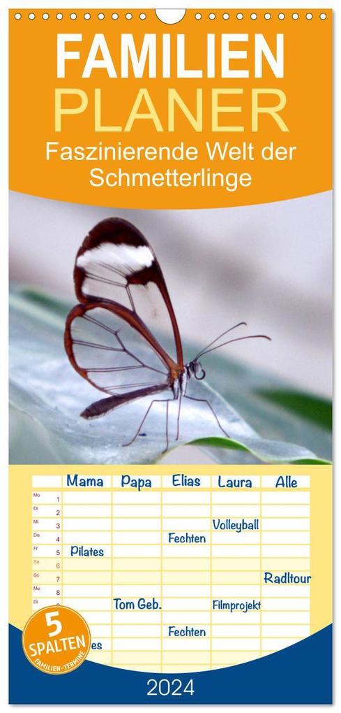 Familienplaner 2026 - Faszinierende Welt der Schmetterlinge mit 5 Spalten (Wandkalender 21 x 45 cm) CALVENDO
