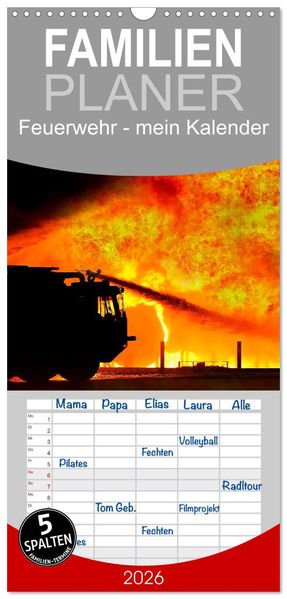 Familienplaner 2026 - Feuerwehr - mein Kalender mit 5 Spalten (Wandkalender 21 x 45 cm) CALVENDO