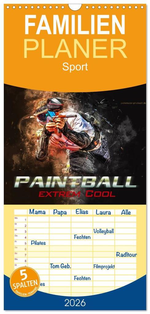 Familienplaner 2026 - Paintball - extrem cool mit 5 Spalten (Wandkalender 21 x 45 cm) CALVENDO