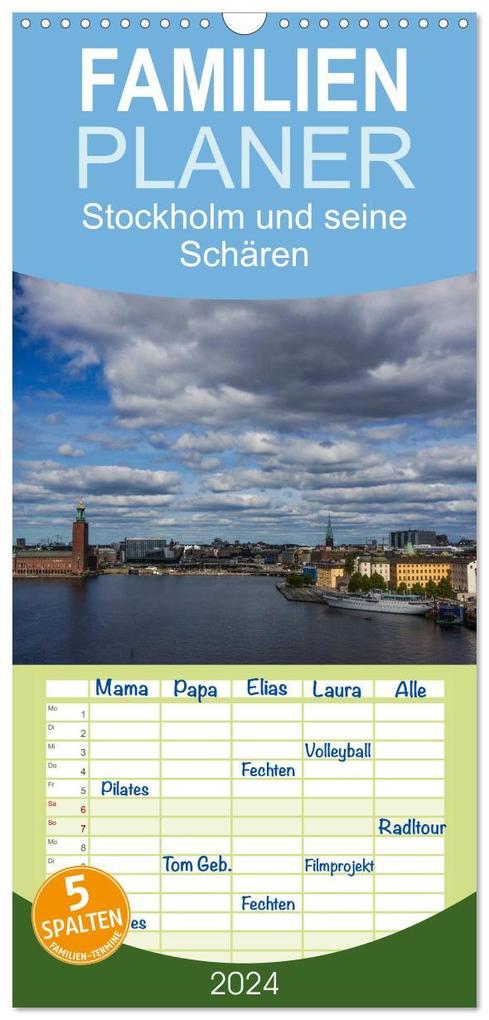 Familienplaner 2026 - Stockholm und seine Schären mit 5 Spalten (Wandkalender 21 x 45 cm) CALVENDO