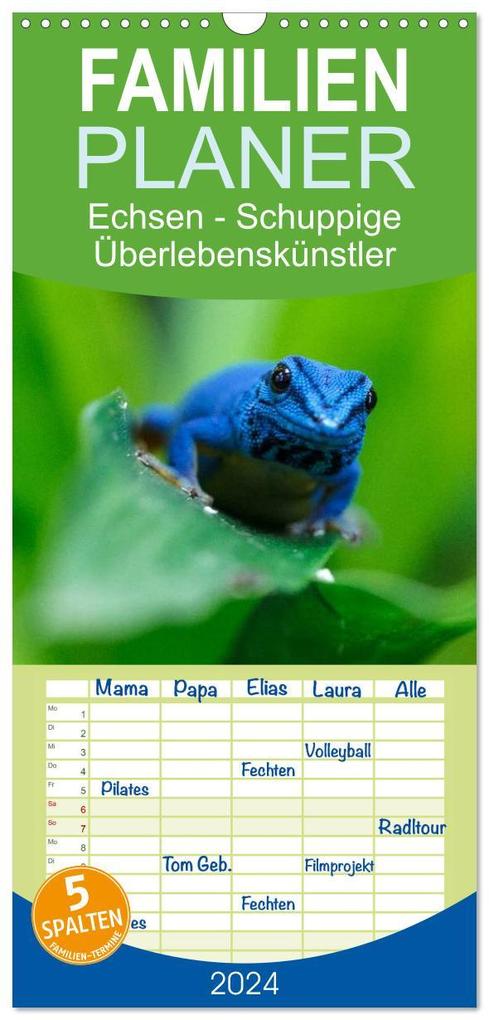 Familienplaner 2026 - Echsen - Schuppige Überlebenskünstler mit 5 Spalten (Wandkalender 21 x 45 cm) CALVENDO