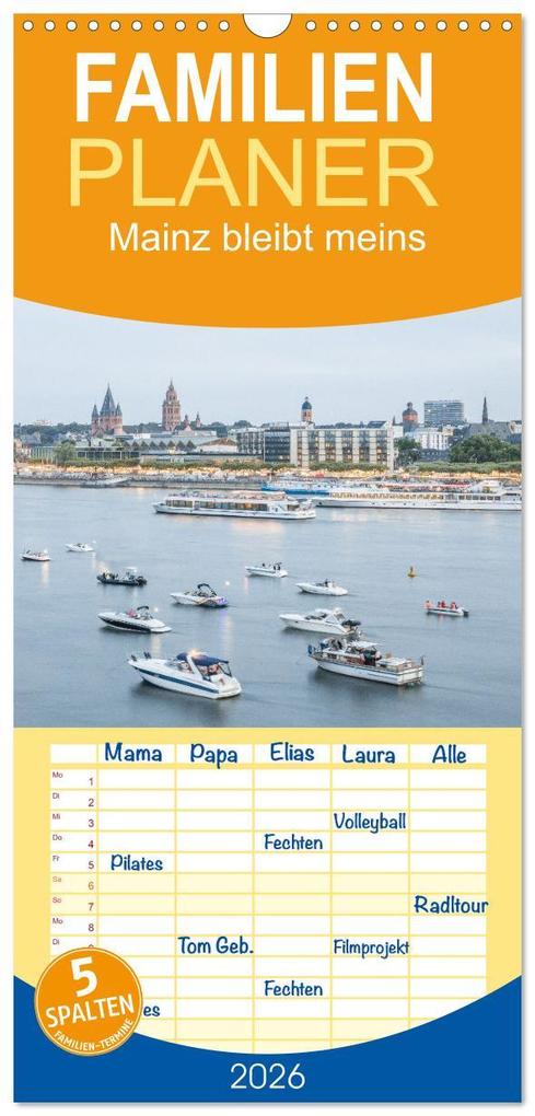 Familienplaner 2026 - Mainz bleibt meins mit 5 Spalten (Wandkalender 21 x 45 cm) CALVENDO