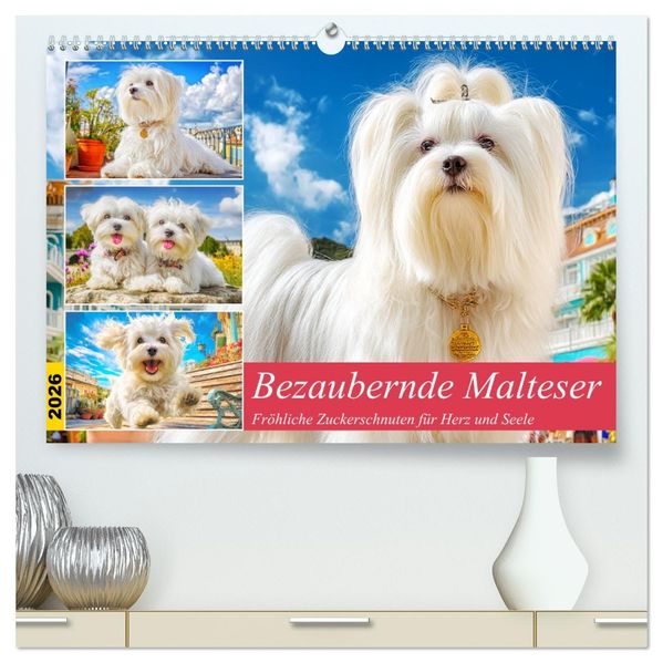 Bezaubernde Malteser. Fröhliche Zuckerschnuten für Herz und Seele (hochwertiger Premium Wandkalender 2026 DIN A2 quer) Kunstdruck in Hochglanz