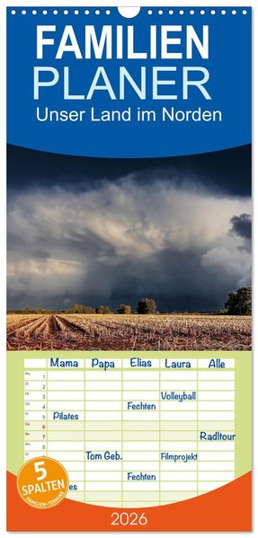 Familienplaner 2026 - Unser Land im Norden mit 5 Spalten (Wandkalender 21 x 45 cm) CALVENDO