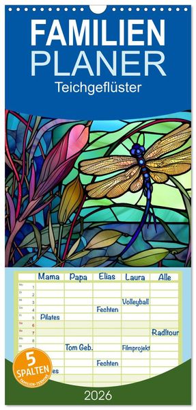 Familienplaner 2026 - Teichgeflüster mit 5 Spalten (Wandkalender 21 x 45 cm) CALVENDO