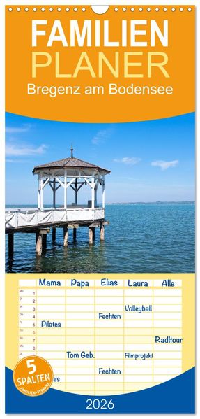 Familienplaner 2026 - Bregenz am Bodensee mit 5 Spalten (Wandkalender 21 x 45 cm) CALVENDO