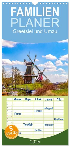 Familienplaner 2026 - Greetsiel und Umzu mit 5 Spalten (Wandkalender 21 x 45 cm) CALVENDO