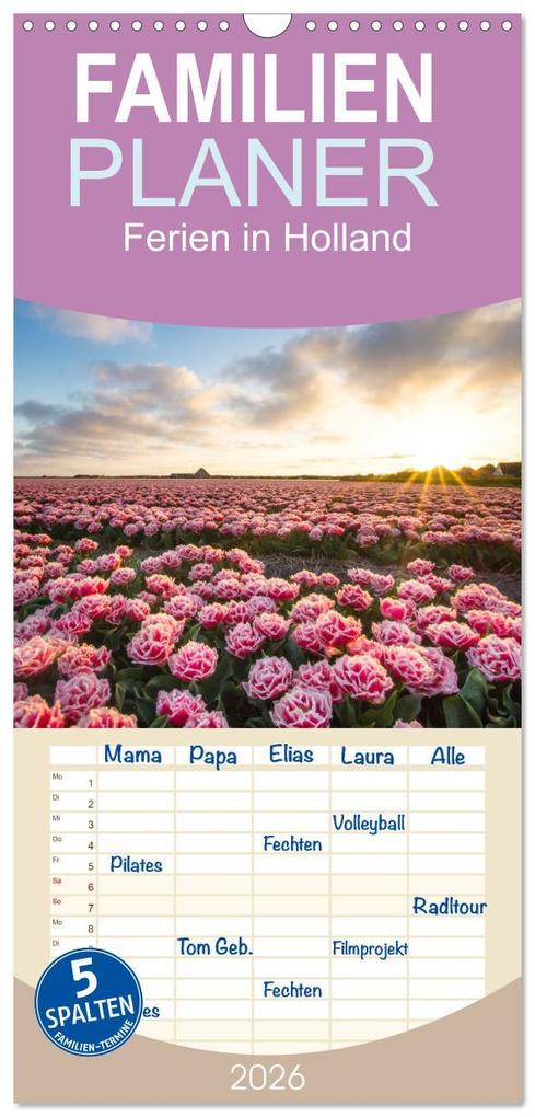 Familienplaner 2026 - Ferien in Holland mit 5 Spalten (Wandkalender 21 x 45 cm) CALVENDO