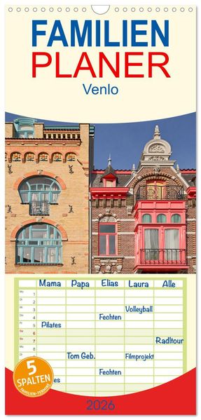 Familienplaner 2026 - Venlo mit 5 Spalten (Wandkalender 21 x 45 cm) CALVENDO