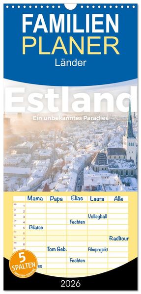 Familienplaner 2026 - Estland - Ein unbekanntes Paradies. mit 5 Spalten (Wandkalender 21 x 45 cm) CALVENDO