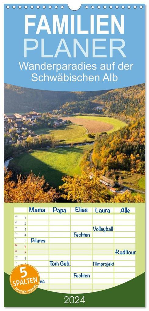 Familienplaner 2026 - Das Donautal - Wanderparadies auf der Schwäbischen Alb mit 5 Spalten (Wandkalender 21 x 45 cm) CALVENDO