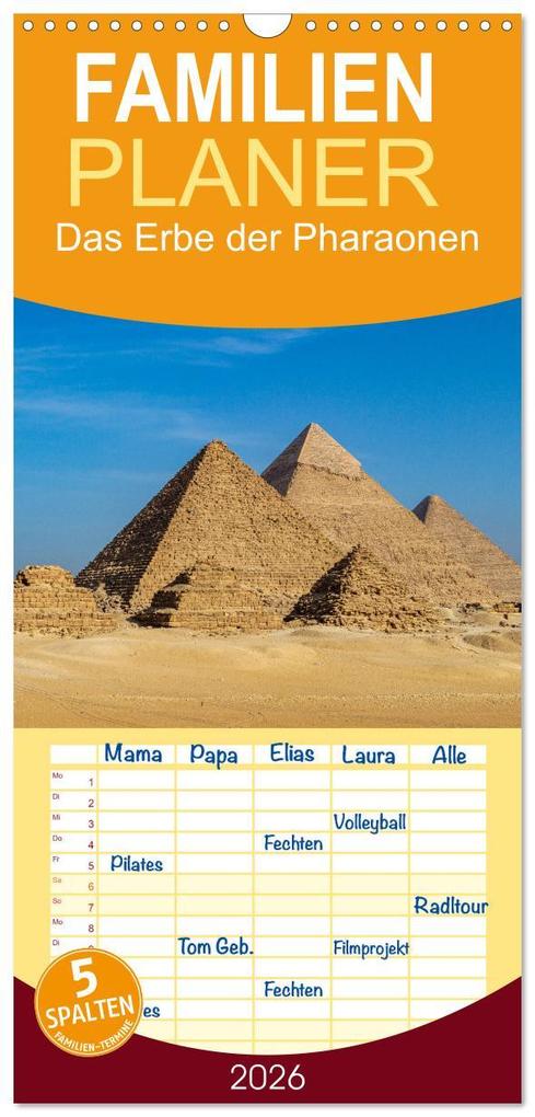 Familienplaner 2026 - Das Erbe der Pharaonen mit 5 Spalten (Wandkalender 21 x 45 cm) CALVENDO