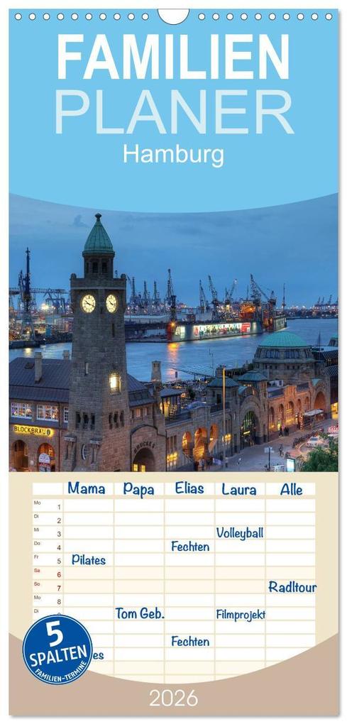 Familienplaner 2026 - Hamburg mit 5 Spalten (Wandkalender 21 x 45 cm) CALVENDO