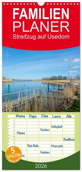 Familienplaner 2026 - Streifzug auf Usedom mit 5 Spalten (Wandkalender 21 x 45 cm) CALVENDO