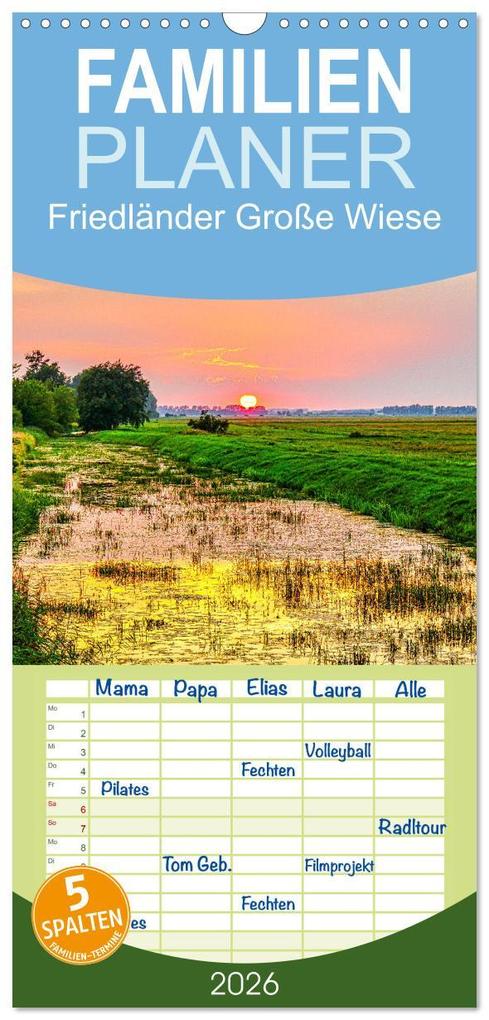 Familienplaner 2026 - Friedländer Große Wiese mit 5 Spalten (Wandkalender 21 x 45 cm) CALVENDO