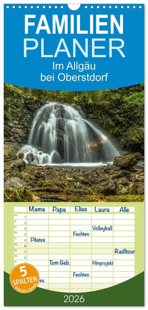 Familienplaner 2026 - Im Allgäu bei Oberstdorf mit 5 Spalten (Wandkalender 21 x 45 cm) CALVENDO